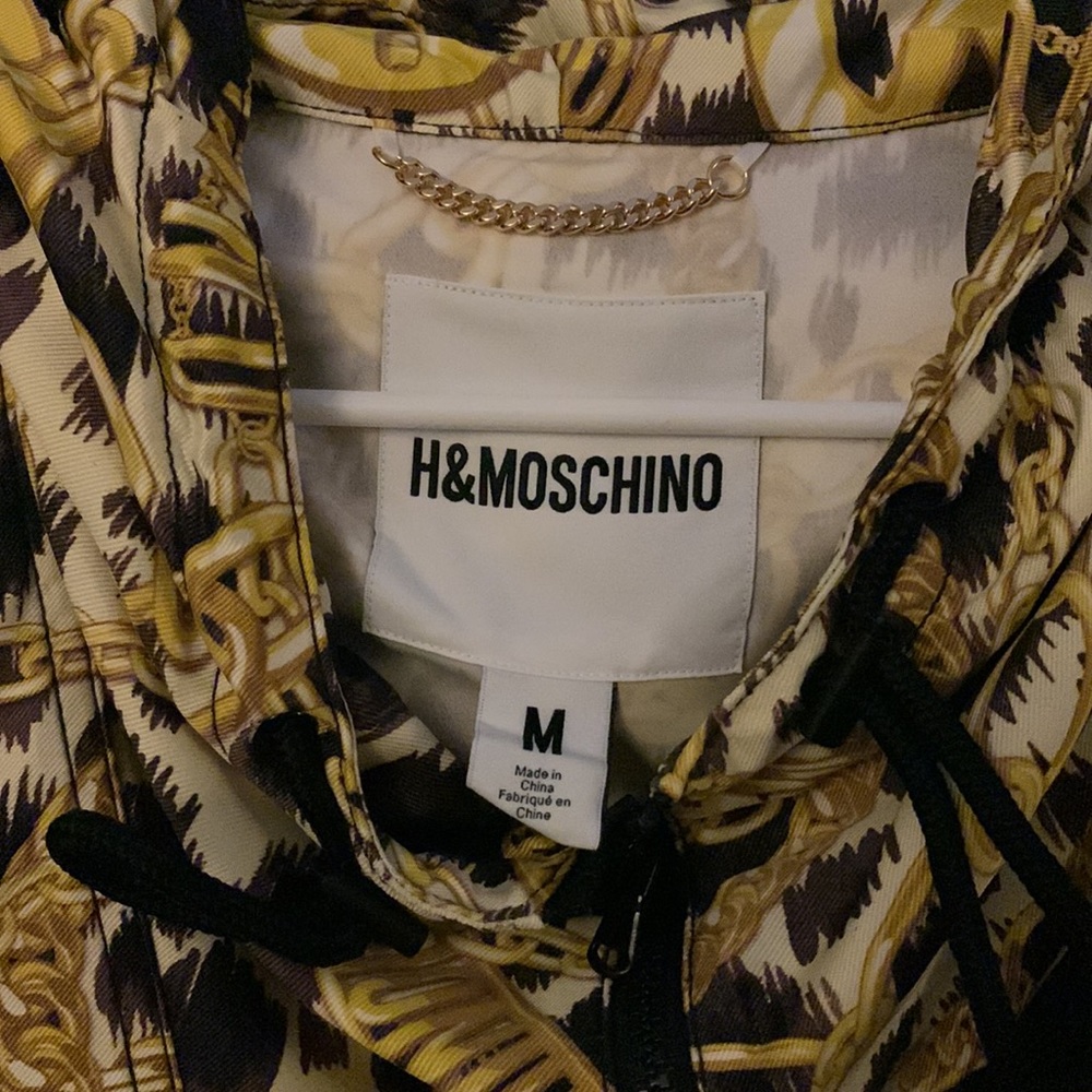 H and M x Moschino hooded oversized anorak
